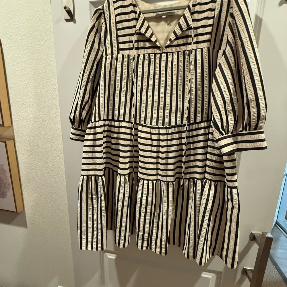 English Factory Cream and Black Striped Dress